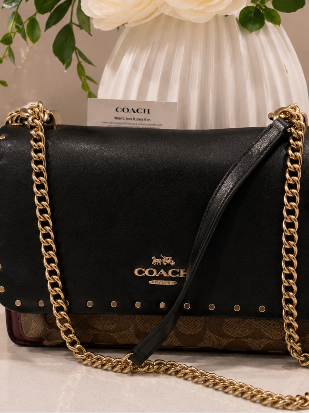 Coach 2023 Klare Crossbody Bag In Signature Canvas with gold chain strap